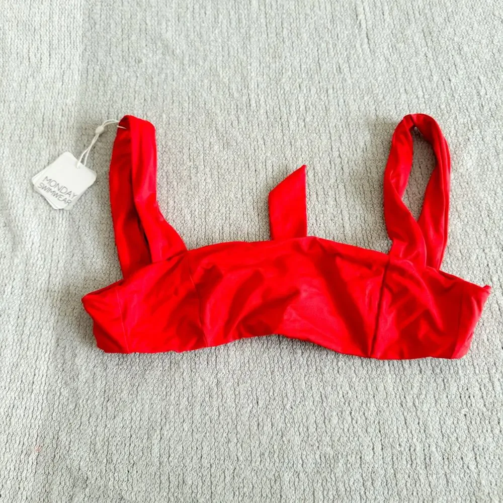 Monday Swimwear Paprika Red Puerto Rico Over the Shoulder Swimsuit Top - M - NWT